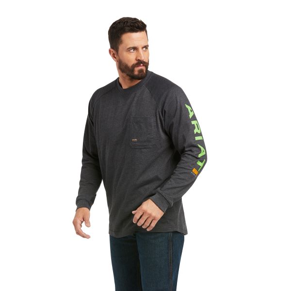 Ariat Charcoal Heather/Lime Rebar Cotton Strong Mens Graphic T-Shirt 10037642