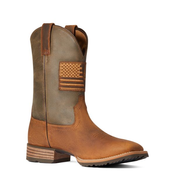Ariat Casper Brown with Cave Tan Hybrid Patriot Country Men's Western Boot 10038353