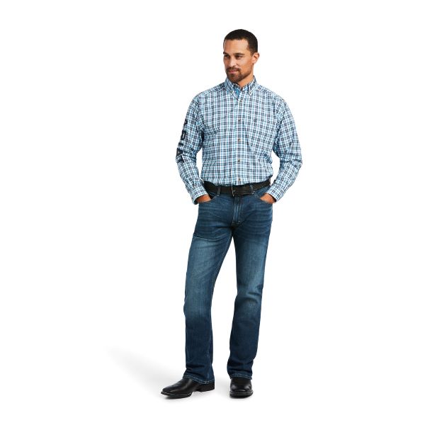 Ariat Blue Plaid Team Pro Series Mens Logo Shirt 10039244
