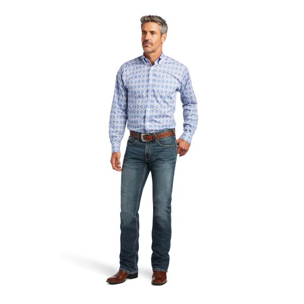 Ariat Reykjavik Blue Eliot Wrinkle Free Fitted Button Down Mens Shirt 10040724