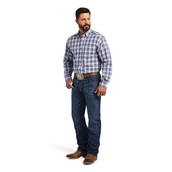 Ariat Carbon Blue Bennett Pro Series Plaid Mens Shirt 10040730