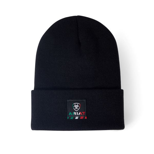 Ariat Black Rebar Mexican Flag Patch Beanie 10041511