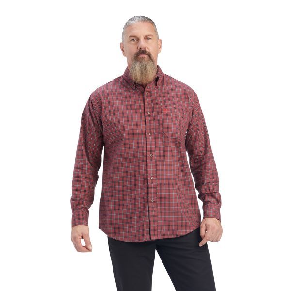 Ariat Cherry Mahogany Plaid FR Payne Men's Longsleeve Work Shirt 10041683