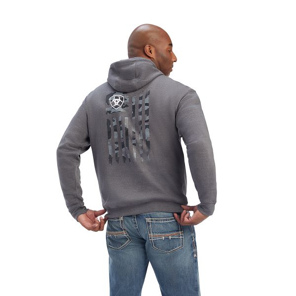 Ariat Charcoal Heather Camo Flag Men's Sweatshirt 10041730