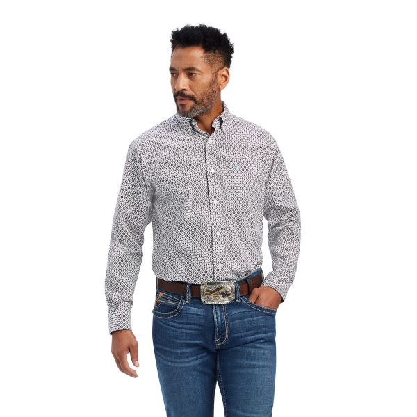 Ariat White Finleigh Classic Fit Shirt with Geometric Plaid 10041742