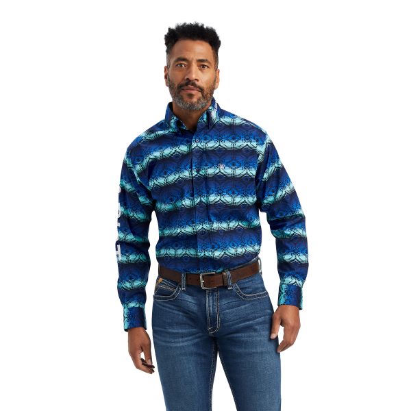 Ariat Olympian Blue Team Maison Classic Fit Mens Longsleeve Shirt 10041782