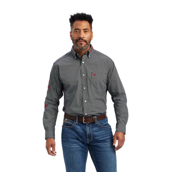 Ariat Logo Black Print Massimo Classic Fit Mens Shirt 10041784