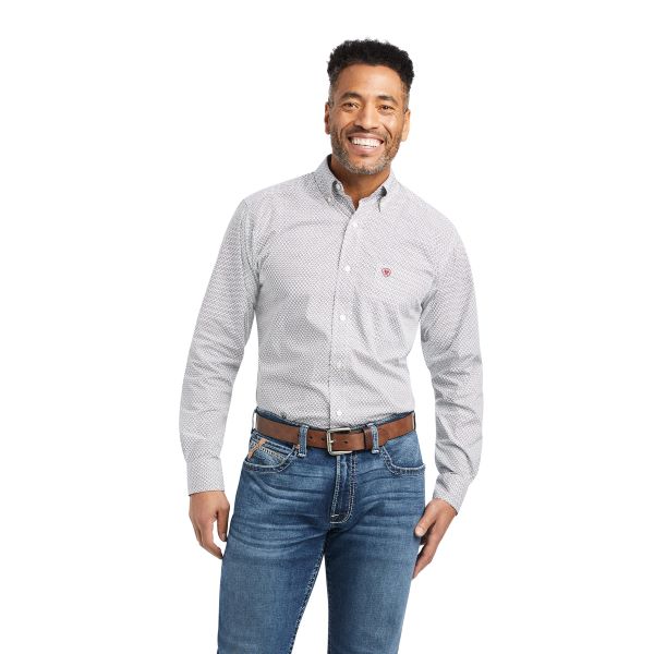 Ariat White Warwick Men's Fitted Button Down Shirt with Print 10042196
