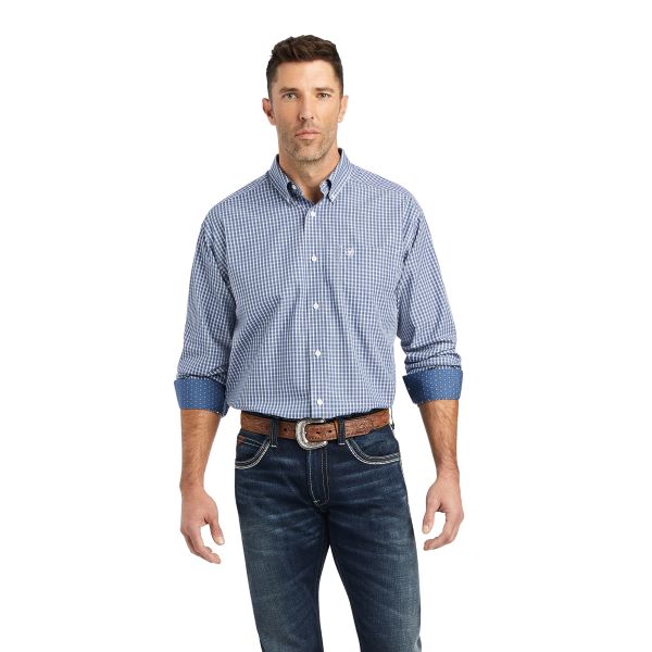 Ariat True Navy Wrinkle Free Ellison Men's Classic Fit Longsleeve Shirt 10042287