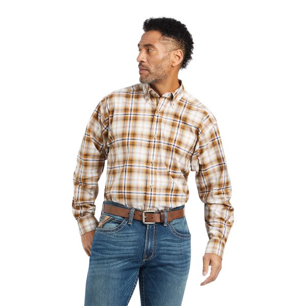 Ariat White Pro Series Geri Stretch Classic Fit Plaid Men's Longsleeve Button Front Shirt 10042377