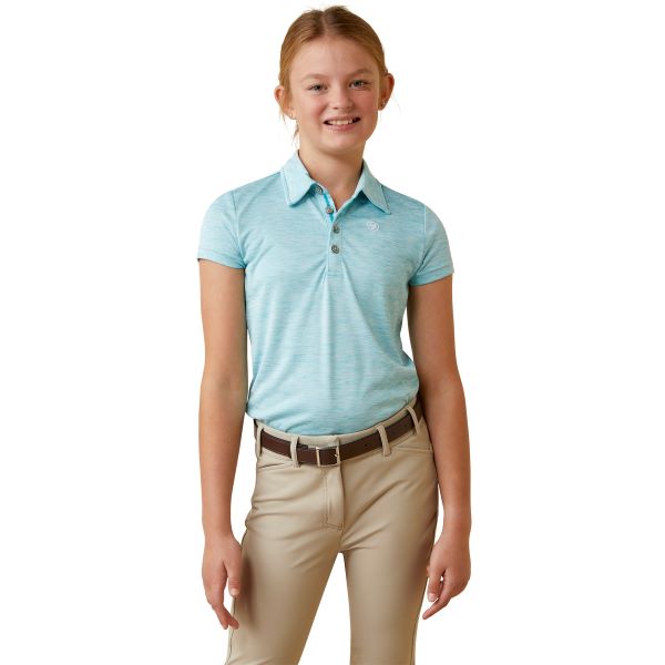 Ariat Heather Maui Blue Laguna Youth Knit Baselayer Polo 10043555