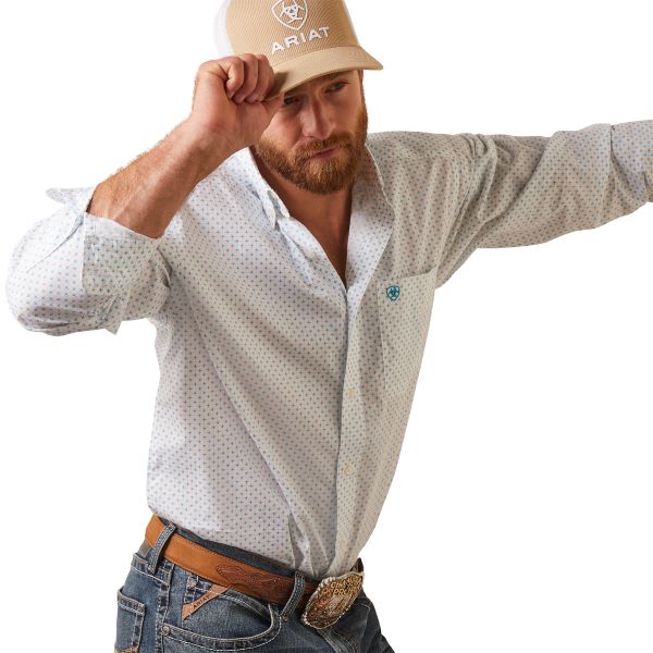 Ariat White Kaine Classic Fit Men's Longsleeve Shirt 10043637