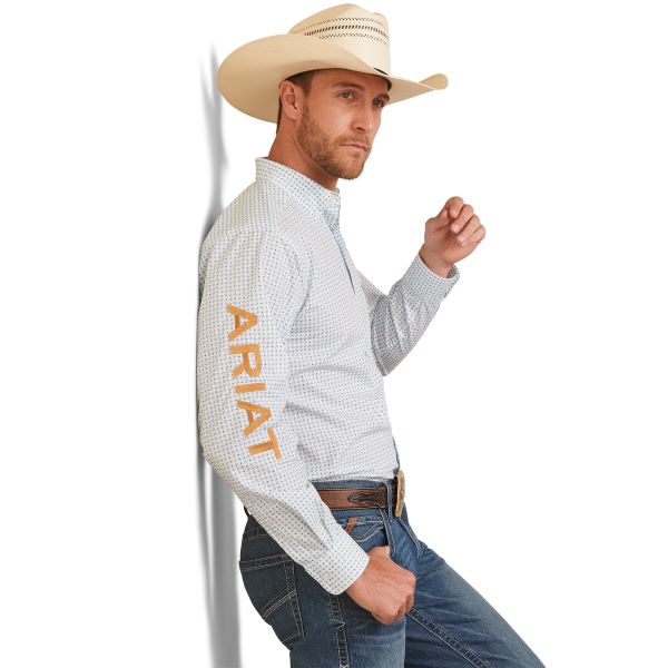 Ariat White Team Stuart Fitted Men's Shirt 10043799