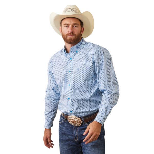 Ariat White with Print Team Syed Fitted Men's Button Down Shirt 10043854
