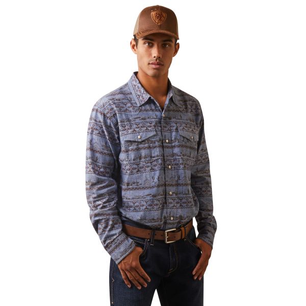 Ariat Blue Haddington Retro Fit Men's Snap Shirt 10043892