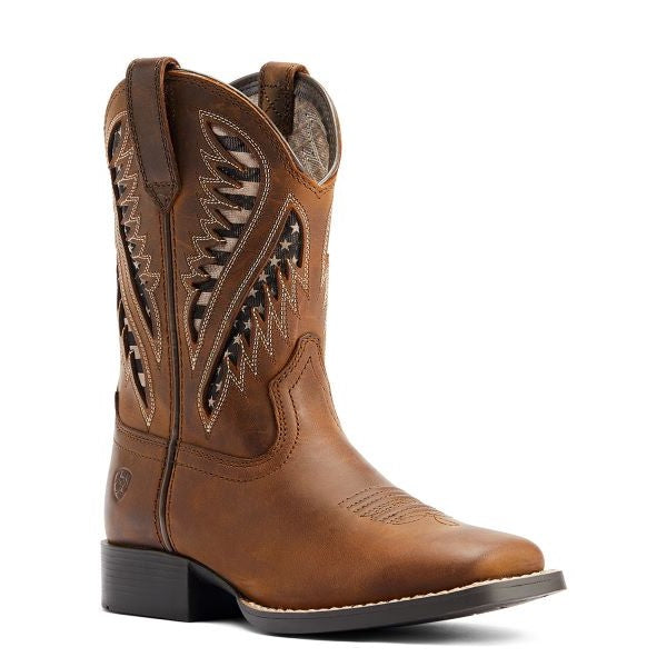 Ariat Distressed Tan Quickdraw VentTEK Kids Western Boots 10044485