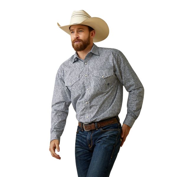 Ariat Bay Blue Oliver Classic Fit Men's Longsleeve Snap Shirt 10044860