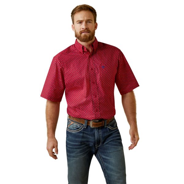 Ariat Red Jeremy Men's Classic Fit Short Sleeve Button Down Shirt 10044898