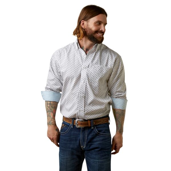 Ariat Grey Wrinkle Free Coleman Classic Fit Men's Longsleeve Button Front Shirt 10044903
