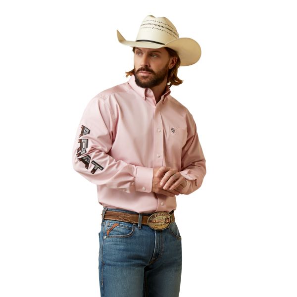 Ariat Almond Blossom/Black Team Logo Twill Classic Fit Men's Button Down Longsleeve Shirt 10044939