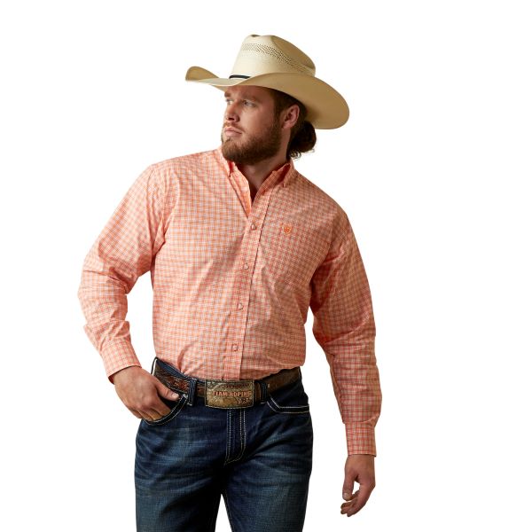 Ariat Orange Plaid Pro Series Matias Classic Fit Men's Shirt 10044976