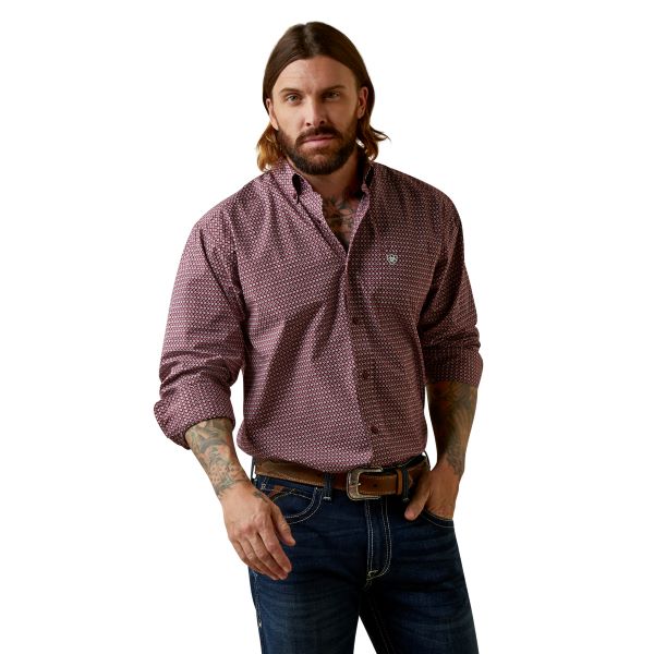 Ariat Maroon Abel Classic Fit Men's Longsleeve Button Down Shirt 10045049