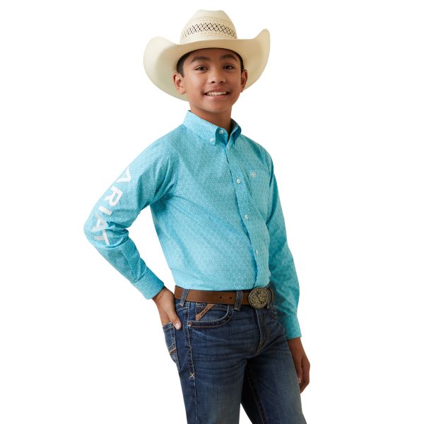Ariat Gulf Stream (with Print) Team Caiden Logo Boys Classic Fit Longsleeve Button Down Shirt 10045481