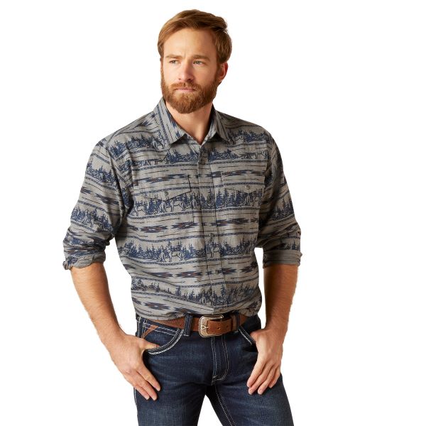 Ariat Indigo Coast Harlow Retro Fit Men's Long Sleeve Slim Fit Snap Front Shirt 10046297