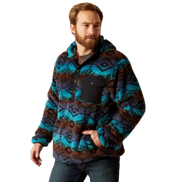 Ariat Enamel Blue Serape Polar Bear Fleece Men's Hoodie 10046659