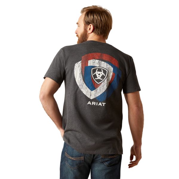 Ariat Charcoal Heather Wooden Badges Men's T-Shirt 10047646