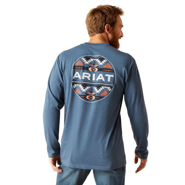 Ariat Sailor Blue Heather Western Geo Fill Men's T-Shirt 10047880