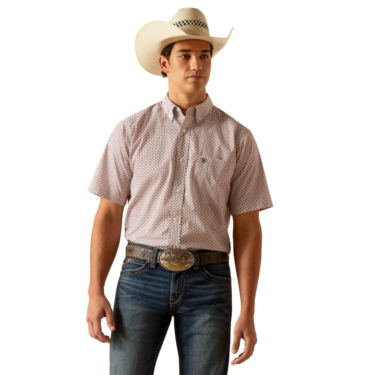 Ariat Syrah Tegan Men's Short Sleeve Fitted Collared Button Down Shirt 10048425