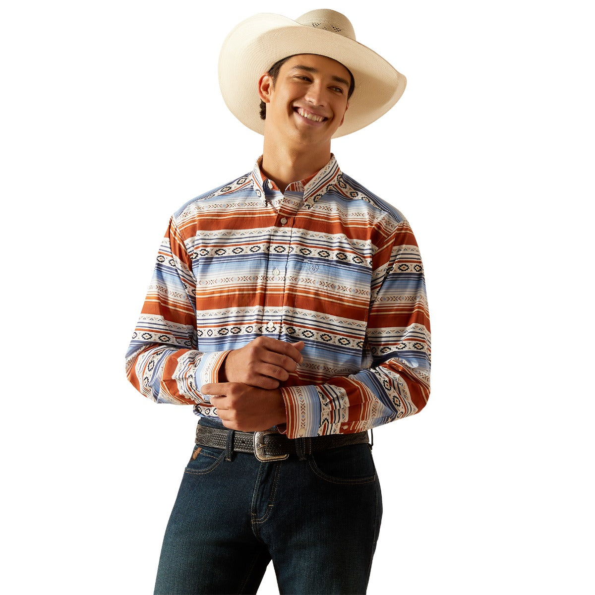 Ariat Jasper Stone Stripe/Aztec Print Dexter Men's Long Sleeve Shirt 10048431