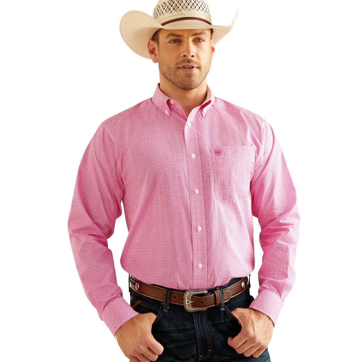Ariat Rose Violet Men's Collared Wrinkle Free Oden Classic Fit Long Sleeve Button Down Shirt 10050529