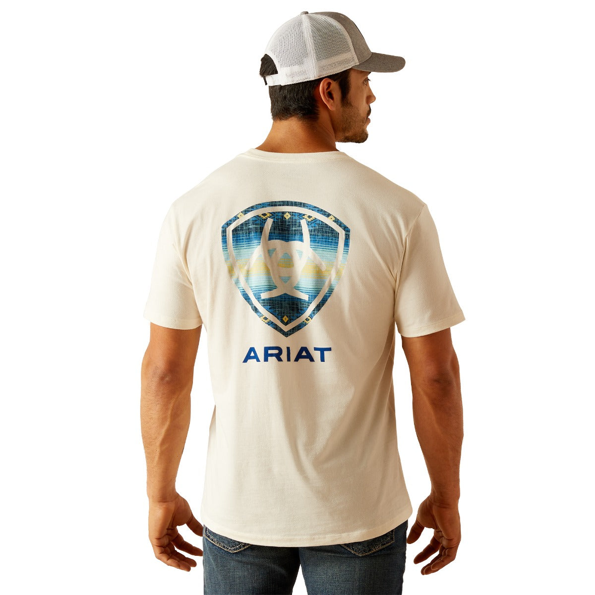 Ariat Off White Logo Fill Short Sleeve Men's Graphic Tee Shirt 10051454
