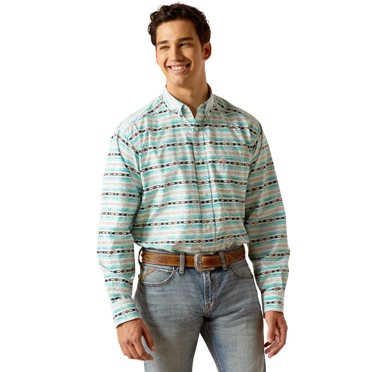 Ariat Blue MNS Ronald Men's Classic Fit Collared Longsleeve Button Down Shirt 10051513 - Lebos