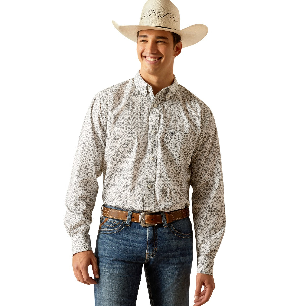 Ariat Grey Jimmy Men's Collared Fitted Button Down Shirt 10051525