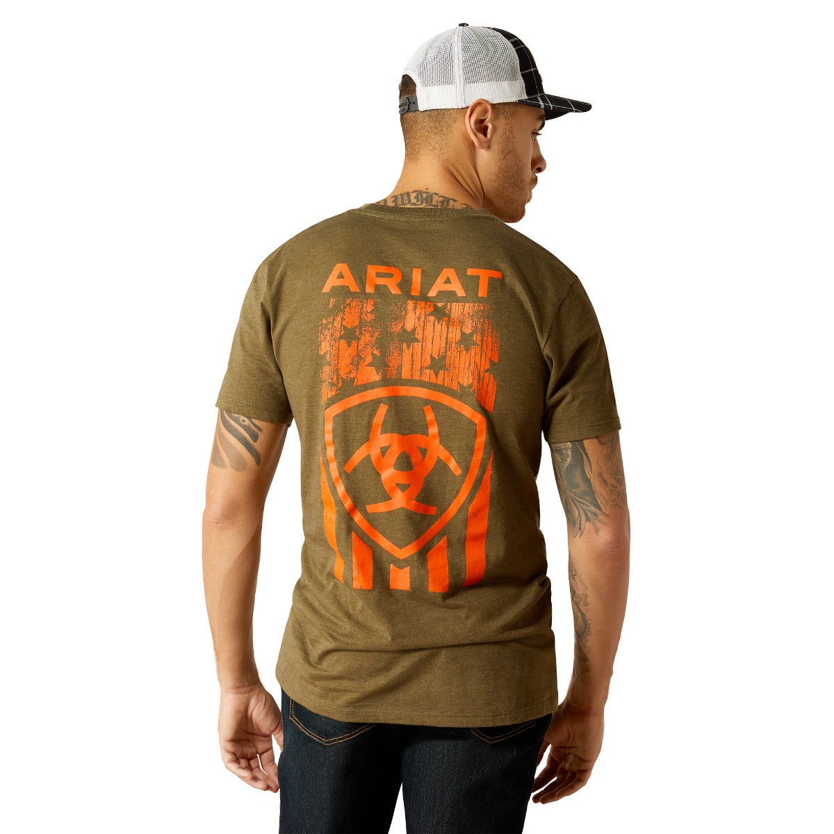 Ariat Military Heather Grain Men's Short Sleeve Flag T-Shirt 10052569