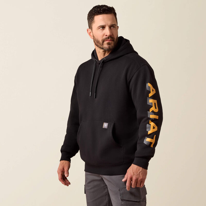 Ariat Black/Rebar Orange Lightweight Men's Logo Work Hoodie 10062710