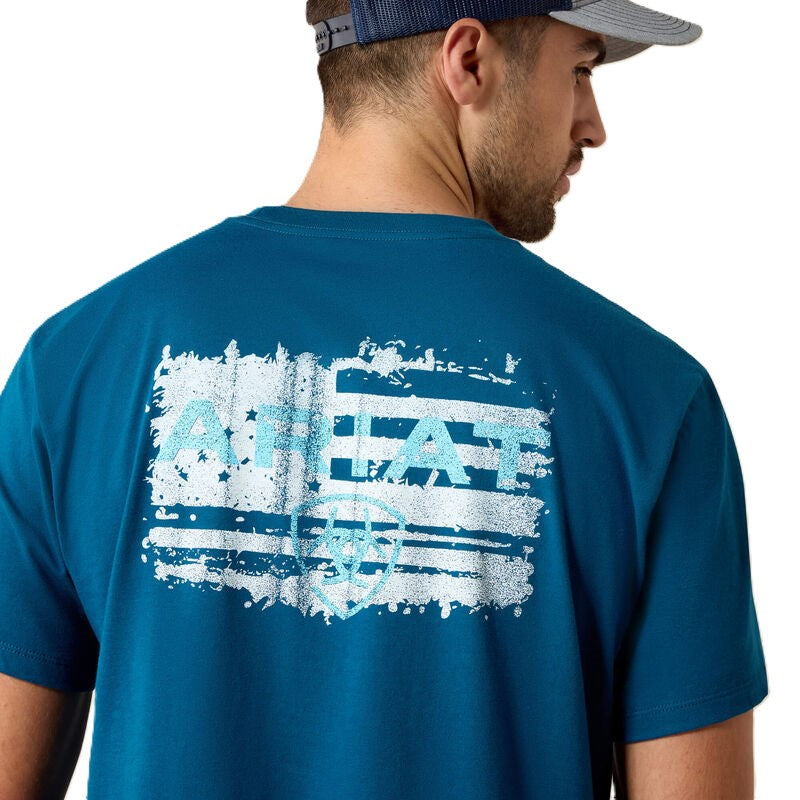 Ariat Sailor Blue Liquid Stamp Flag Men's Classic Fit T-Shirt 10062952