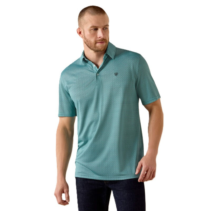 Ariat Angel Blue Mod Geo Print Men's Short Sleeve All Over Print Polo 10071492