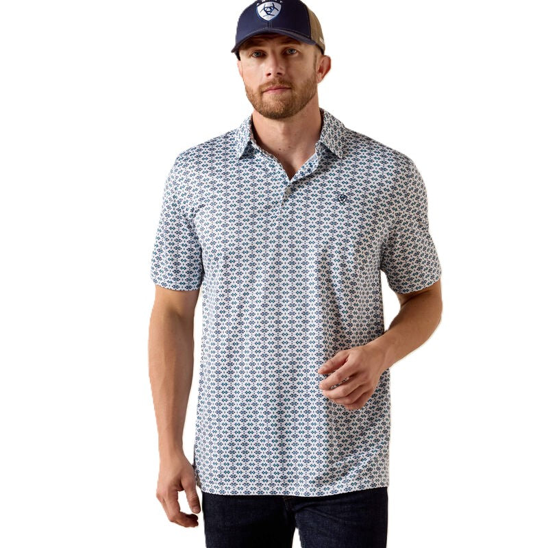 Ariat White Southwest Print All Over Print Polo 10071493