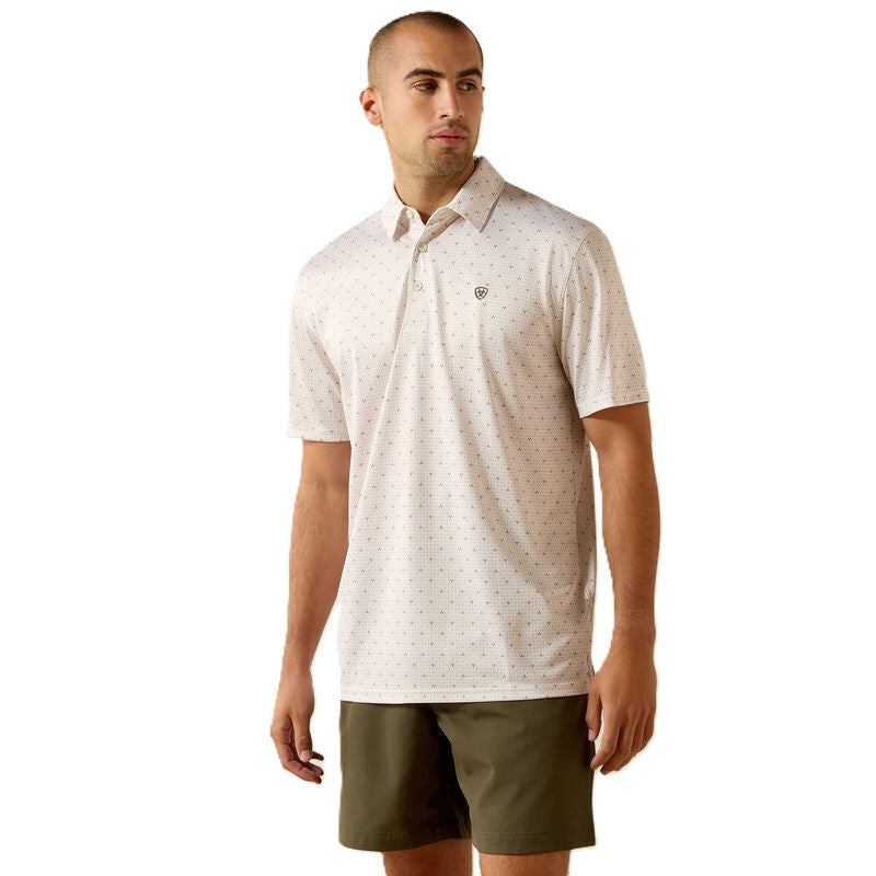 Ariat Moonbeam Steer print Men's All Over Print Short Sleeve Polo 10071496