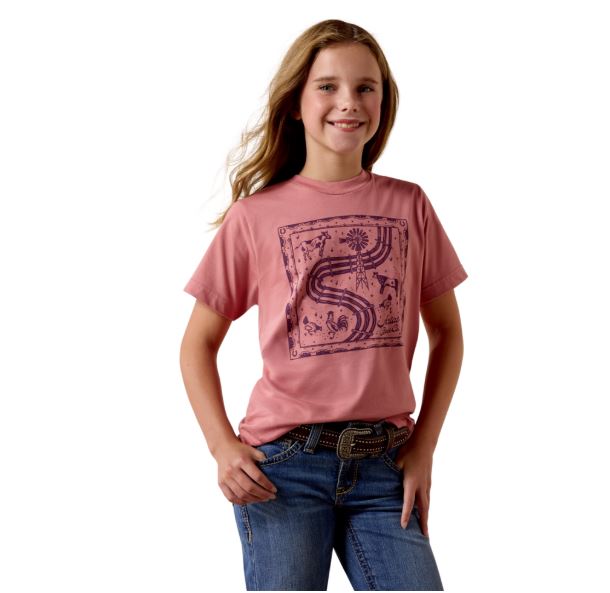 Ariat Mauvelous Farm Quilt Youth Short Sleeve Graphic T-Shirt 10078376