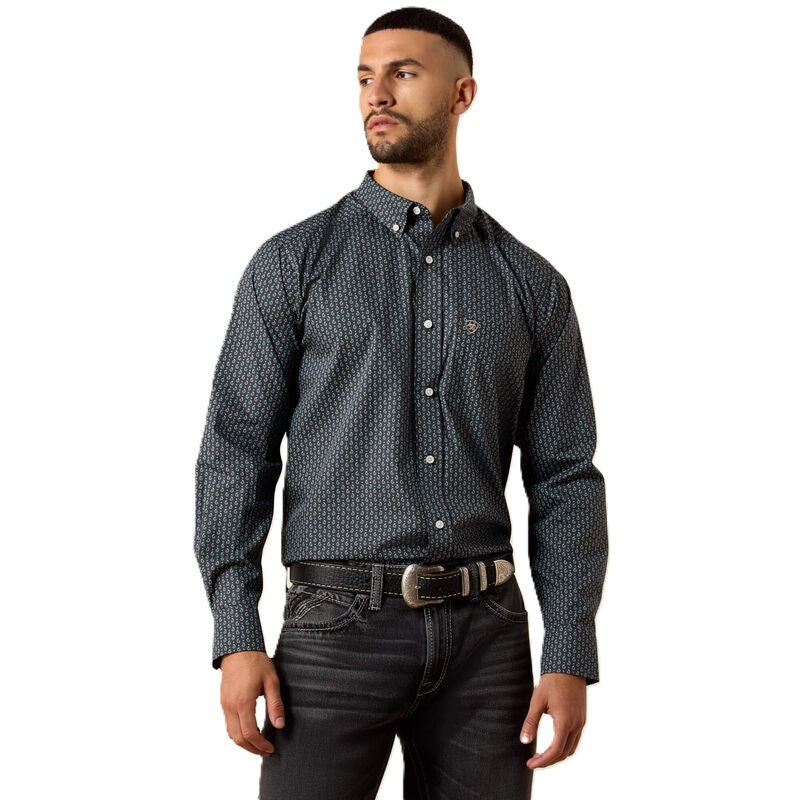 Ariat Phantom Paisley Print Wrinkle Free Barnaby Men's Collared Classic Fit Longsleeve Button Front T-Shirt 10079294