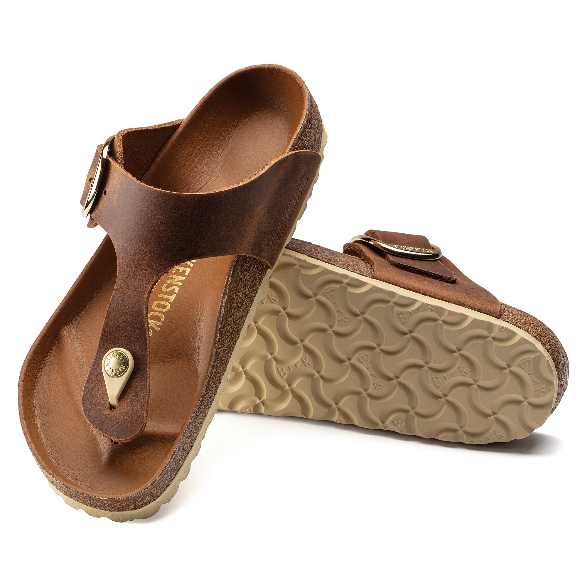 Birkenstock Cognac Gizeh Big Buckle Oiled Leather Women's Sandals R1018745