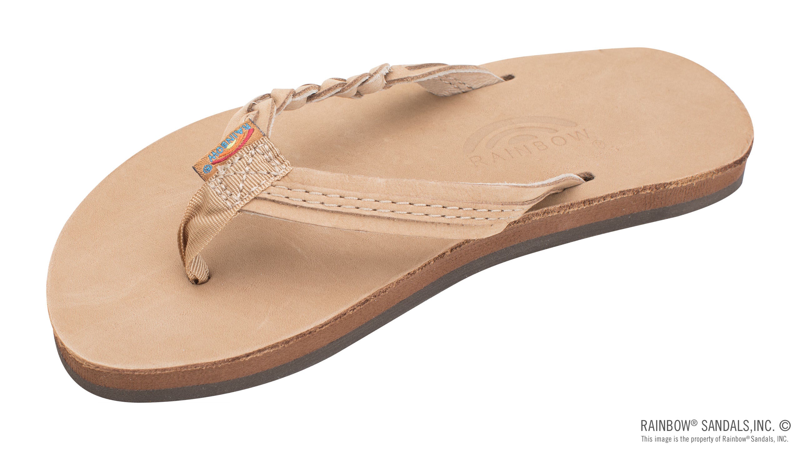Rainbow Sierra Brown Kids' Flirty Braidy Premier Leather Braided 1/2 inch Strap Sandals (only smaller sizes have a backstrap) 101LTSFB-SRBR