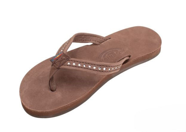 Rainbow eXpresso w/Swarovski Crystals Premiere Leather Single Layer Kids Narrow Strap Sandals (Smaller sizes have a backstrap) 101CLTSN-ES