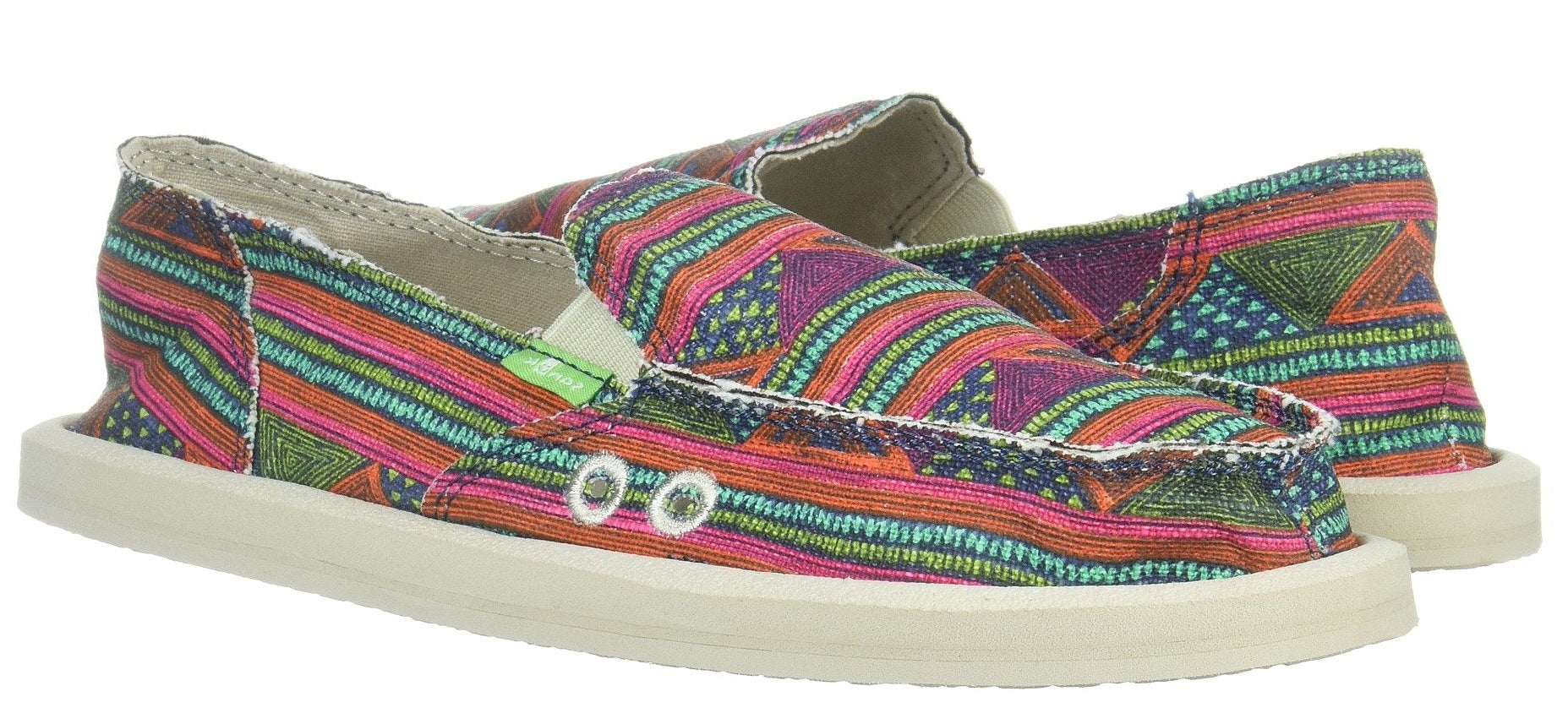 Sanuk Donna Multicolor Geo Stripes Loafer Flat Comfort Casual Womens Shoes 1020251-MGST