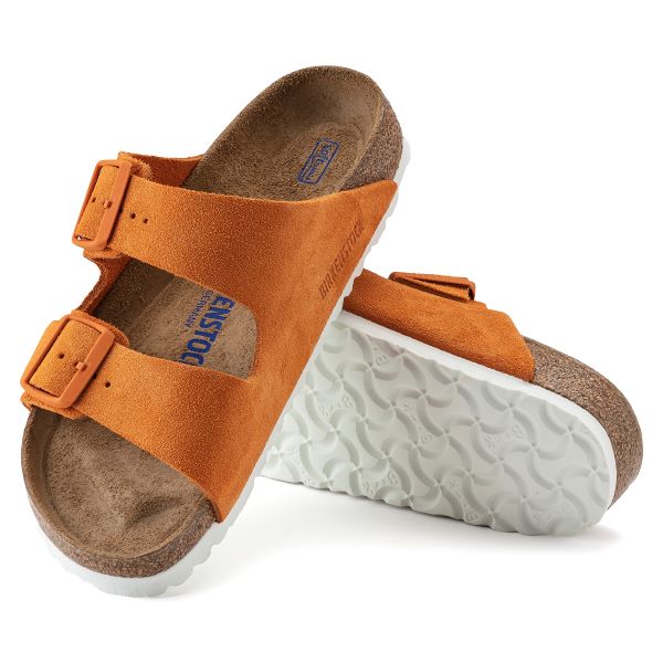 Arizona Russet Orange Arizona Soft Footbed Suede Leather Womens Sandals 1021396